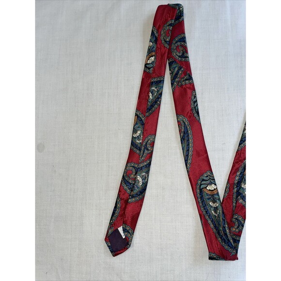 Hanover Street Dress Tie Men’s Size 57” Red Paisley 100% Silk Designer - Picture 6 of 13
